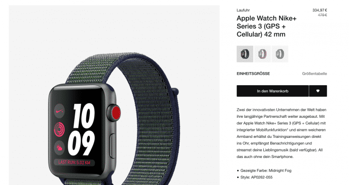 Apple Watch Series 3 Nike+ bei Nike im Abverkauf