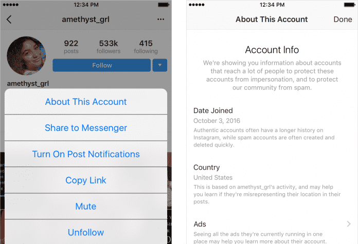 Instagram zeigt bald mehr Infos zu Accounts an: Nutzer sehen etwa alle Werbeanzeigen, die ein Instagrammer geschaltet hat.