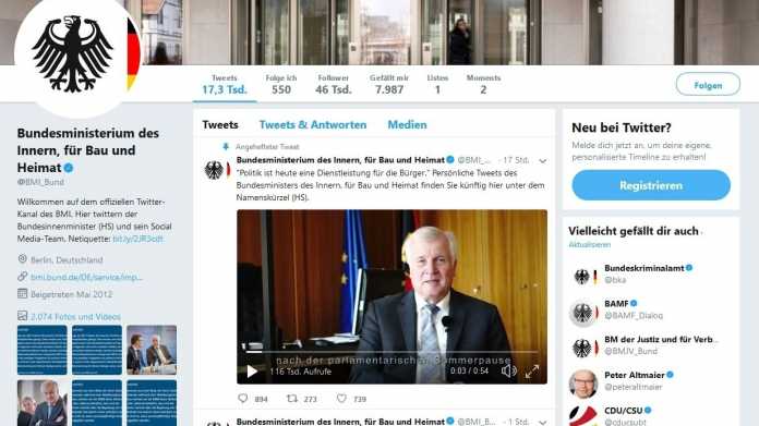 Bundesinnenminister Seehofer twittert jetzt, Redaktion überfordert