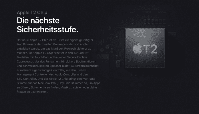 Apples T2-Chip bringt wichtige Sicherheitsfunktionen auf Macs.