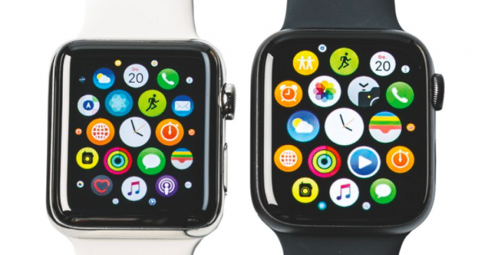 Das Display der Apple Watch Series 4 (im Bild rechts) ist nicht nur größer, sondern auch farbkräftiger und wirkt heller.