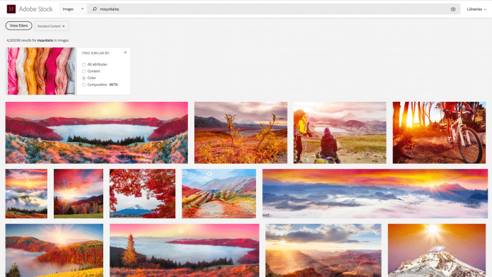 Adobe Stock analyisert hochgeladene Bilder und sucht nach Farben, Inhalt oder Komposition.