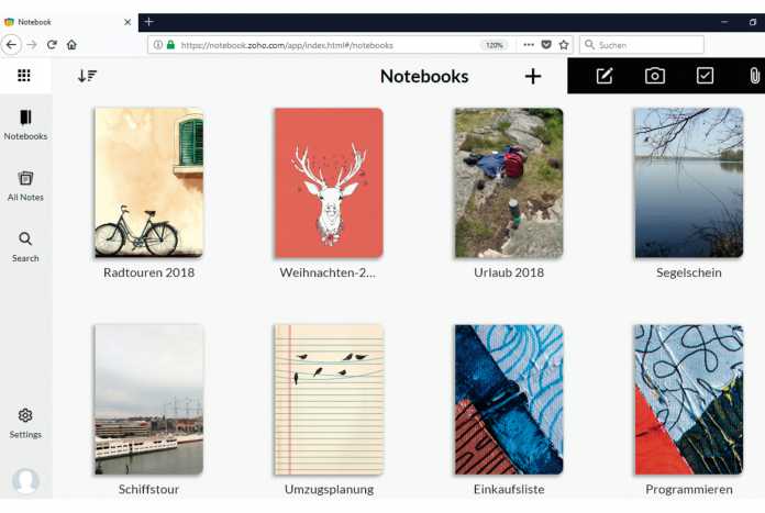 In Notebook kann man sein Notizbuch-Cover ganz individuell mit einem Bild gestalten.