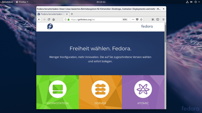Gnome bei der Fedora 29 Workstation Edition