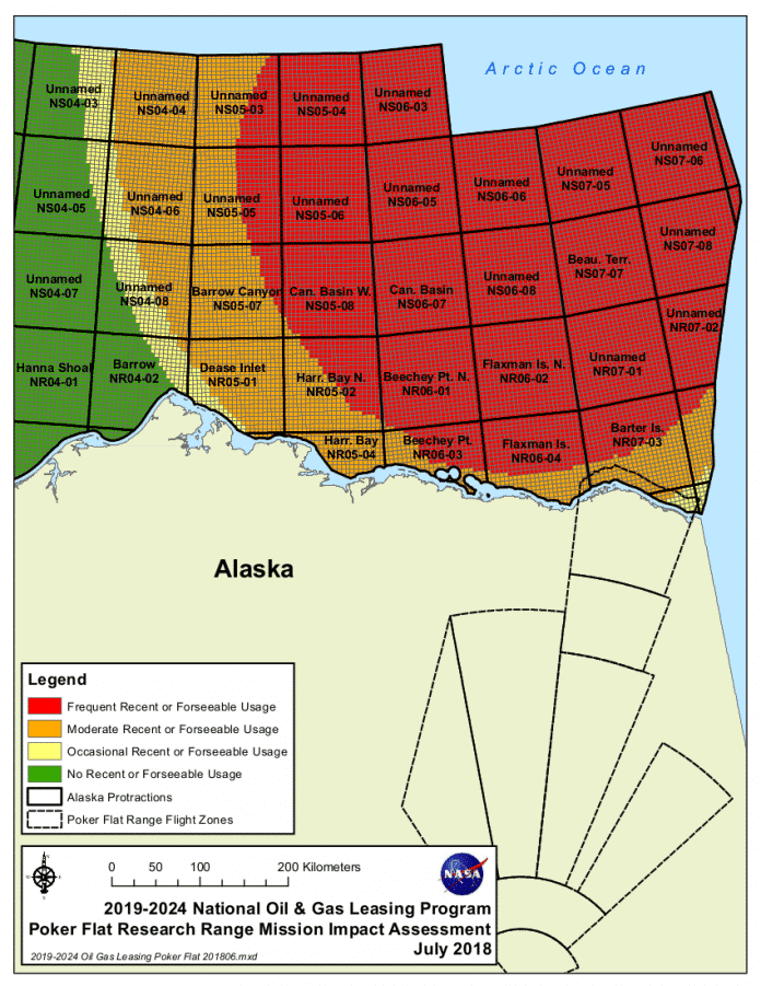 So schätzt die NASA den Gefahrenbereich in der Beaufortsee nördlich Alaskas ein.