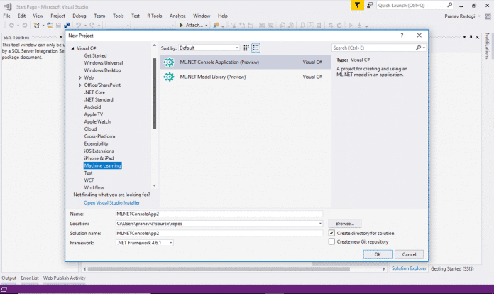 Die Visual-Studio-Vorlagen haben noch Preview-Status.