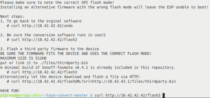 Nach der Installation der Updater-Firmware, kann man den Flashvorgang rückgängig machen oder eine alternative Firmware wie etwas Sonoff-Tasmota einspielen.