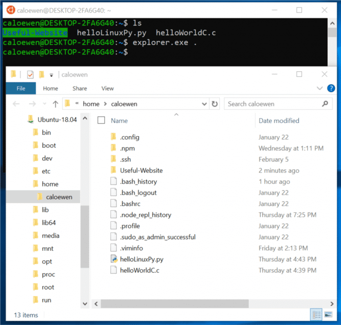 Der Windows-Explorer greift auf die Daten des Linux-Subsystems zu
