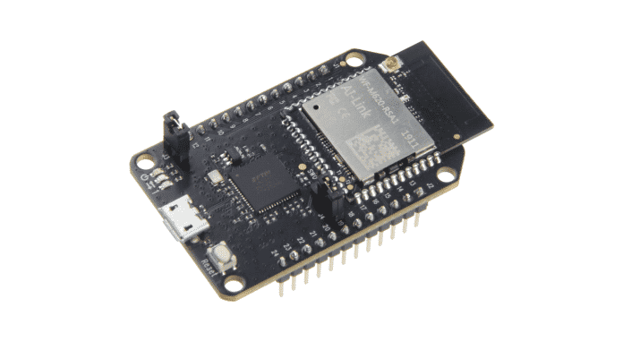Ein kleines schwarzes Mikrocontrollerboard, das MT3620 Mini Dev Board.