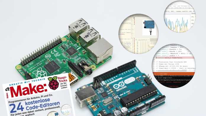 Make-Cover neben Raspberry Pi und Arduino.