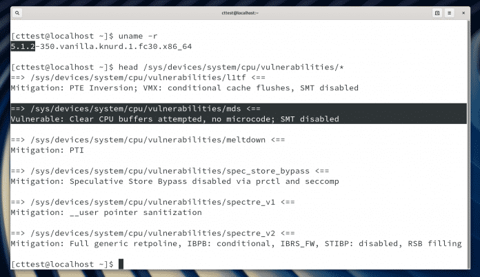 Man kann jetzt im Sysfs nachsehen, wie Linux gegen MDS schützt.