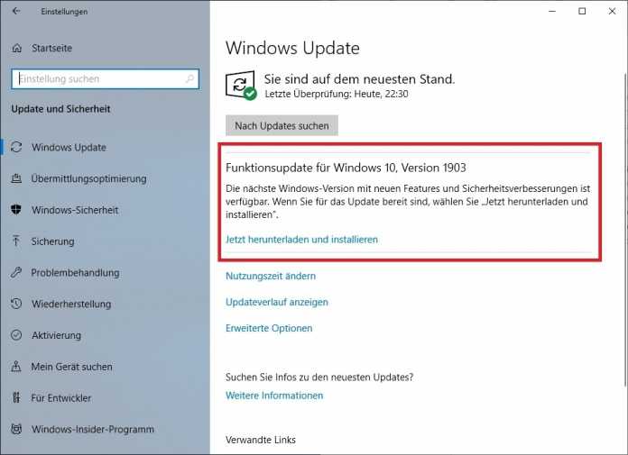 Das Windows 10 Mai 2019 Update ist verfügbar