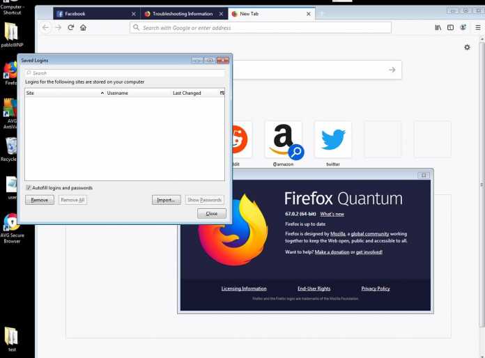 Firefox: Leere Passwortliste