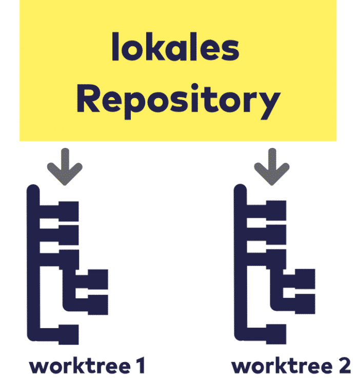 Zwei Arbeitsverzeichnisse hängen am selben lokalen Repository (Abb. 2)