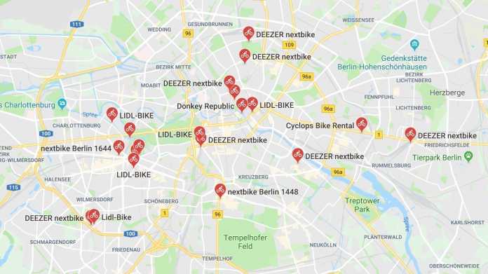 Bikesharing: Google Maps zeigt verfügbare Fahrräder in Berlin und Hamburg