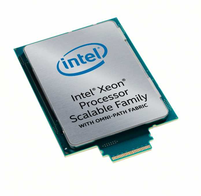Einige Xeon-SP liefert Intel auch als „F“-Version mit eingebautem OPA-Fabric (Anschluss unten), das nun aussterben wird.