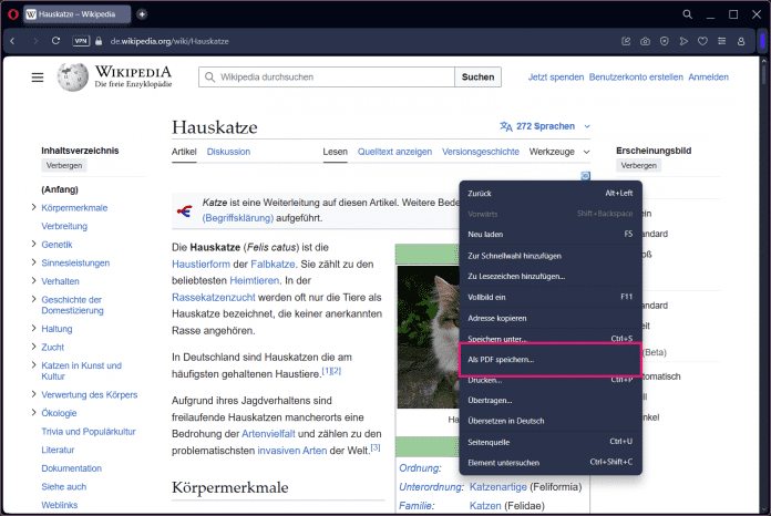 PDF in Opera speichern