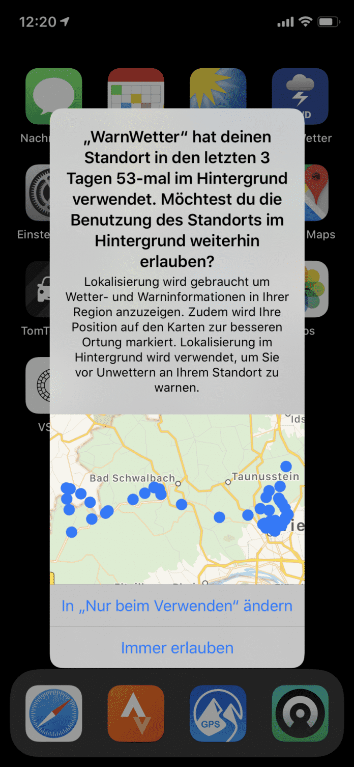 iOS 13 zeigt in einer kleinen Kartenansicht, welche Ortsinformationen Apps im Hintergrund erhalten haben – das dürfte so manchen Nutzer zum Abstellen der Funktion bringen.