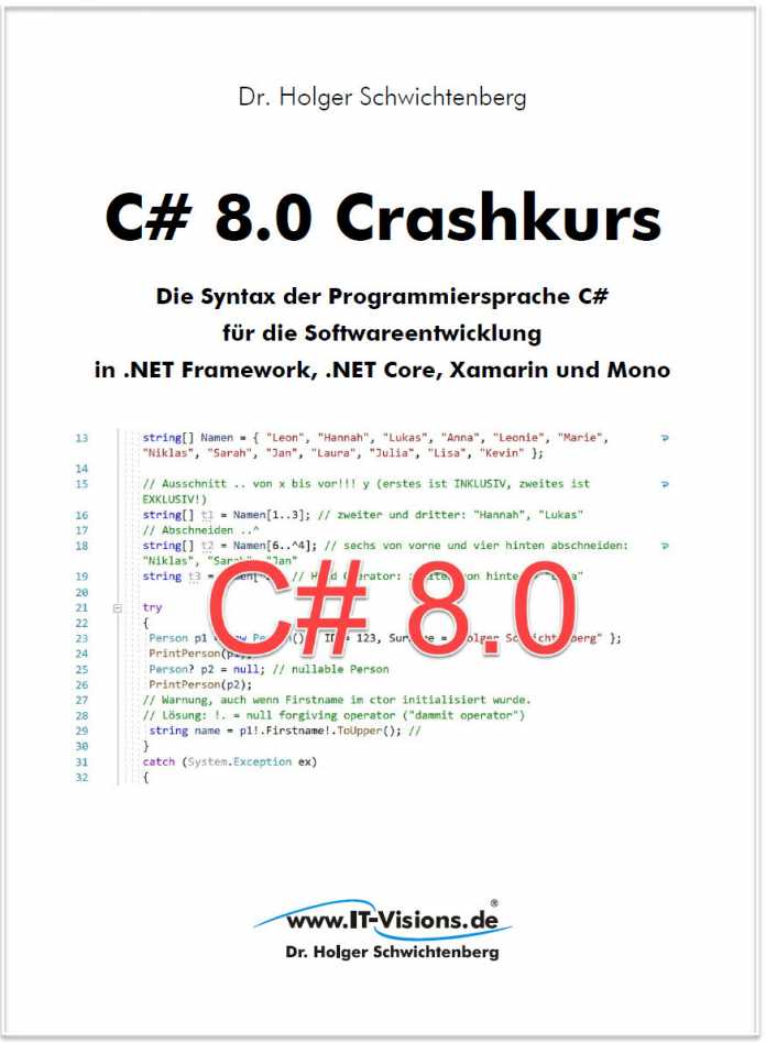 Fachbuch C# 8.0 Craskurs von Dr. Holger Schwichtenberg