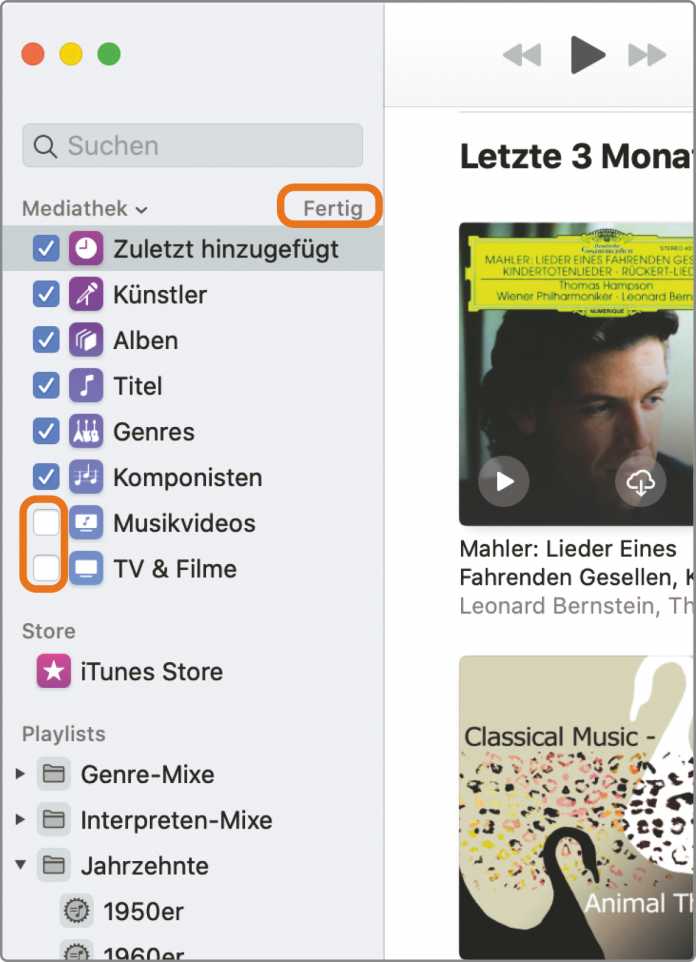 Die Seitenleiste der Musik-App können Sie aufgeräumter gestalten.