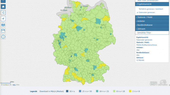 Bundesnetzagentur veröffentlicht Karte mit Ergebnissen der Funkloch-App