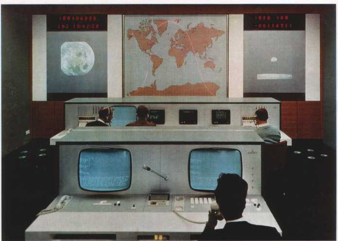 Blick ins damalige Deutsche Raumfahrtkontrollzentrum