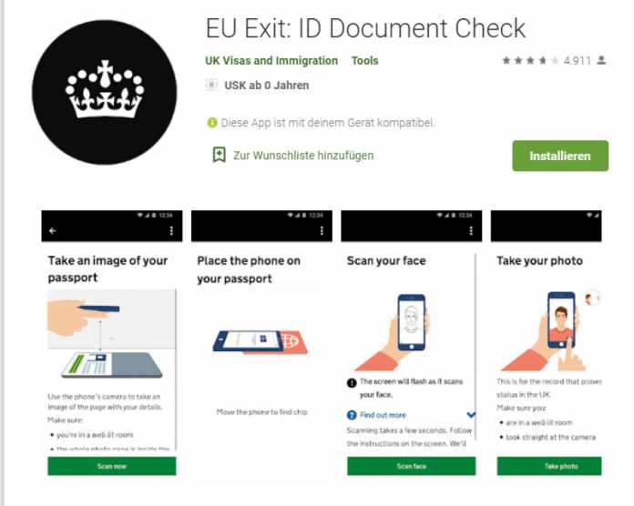 Praktisch, aber auch ein Sicherheitsrisiko: Die App &quot;EU Exit: ID Document Check&quot;.