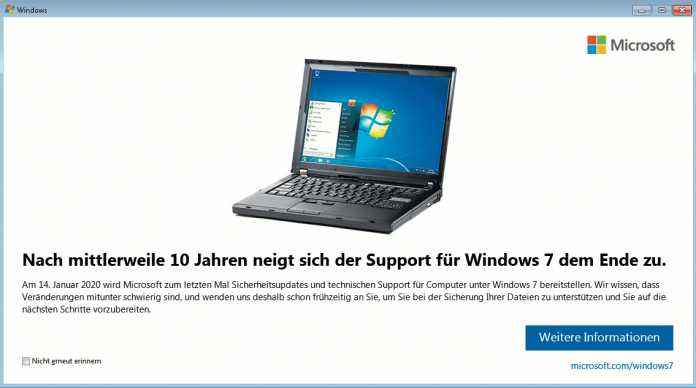 Microsoft meint es ernst: Am 14. Januar 2020 gibt es zum letzten Mal kostenlose Updates für Windows 7. Eine Verlängerung der Frist können sich voraussichtlich nur Firmenkunden erkaufen.