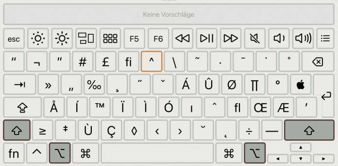 Gut zum Finden und Üben: Die Tastaturübersicht zeigt interaktiv an, welche Zeichen sich auf der Tastatur verbergen.