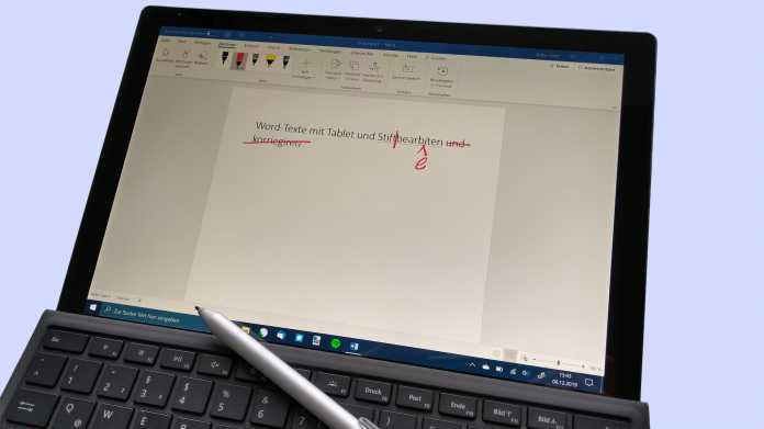 Word-Texte mit Tablet und Stift bearbeiten