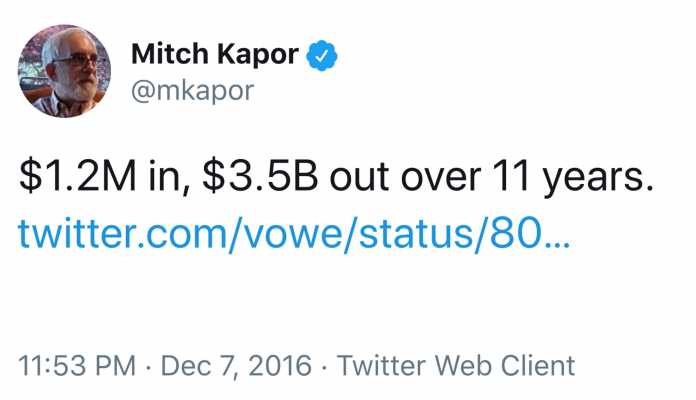 Mitch Kapor zeigte sich hocherfreut über seine Investition