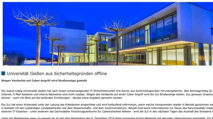 Uni Gießen offline und lahmgelegt - Cyber-Ermittler eingeschaltet