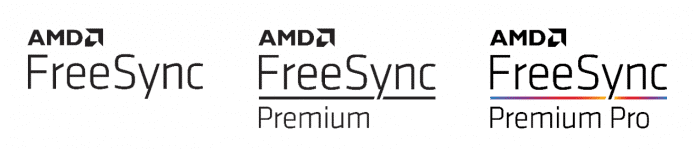 Die drei unterschiedlichen Logos für AMDs FreeSync-Zertifikate.