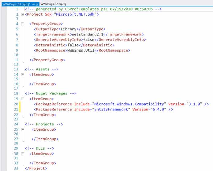 Migrationsscript für die Umstellung von .NET Framework auf .NET Core