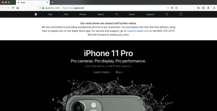 Apple.com am Dienstag, den 17. März.