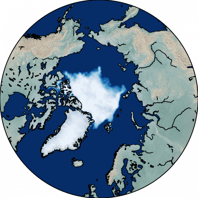 Meereisfläche zum Ende des arktischen Sommers im September 2019