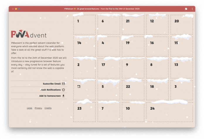 Der PWAdvent-Kalender lässt sich auf dem Gerät installieren