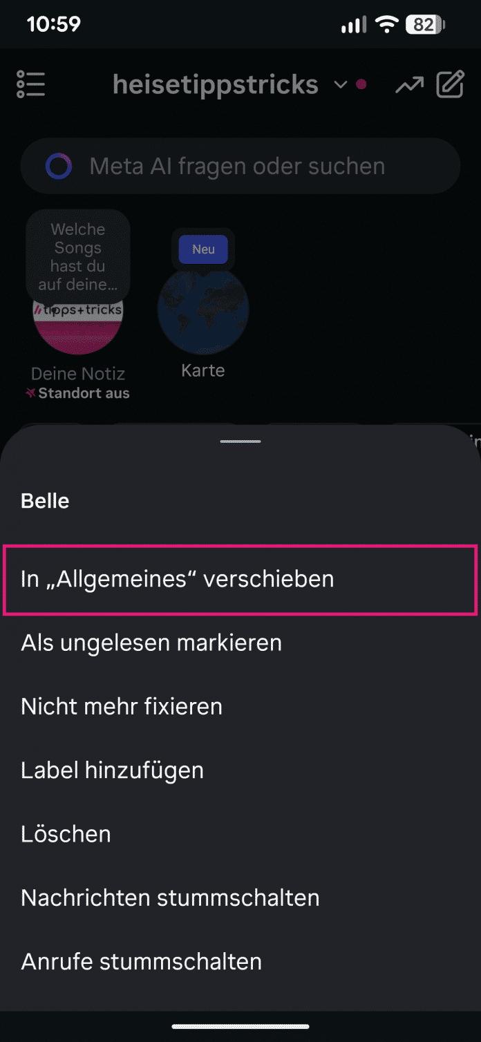 Allgemeine Nachrichten in Instagram