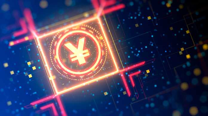 Yuan,Currency,Sign,On,A,Abstract,Digital,Background.,Financial,Hi-tech