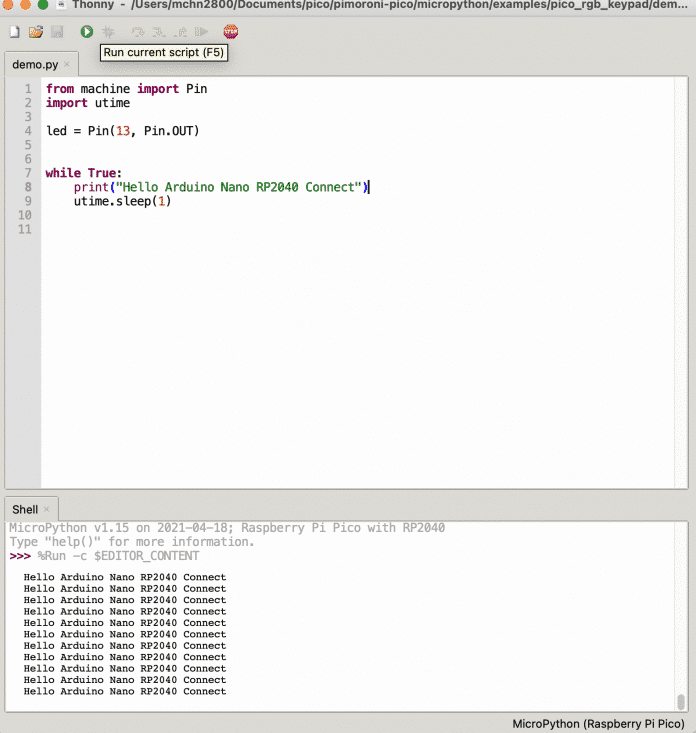 Angetestet: Dir MicroPython-Firmware für den Raspberry Pi Pico läuft auch auf dem Arduino