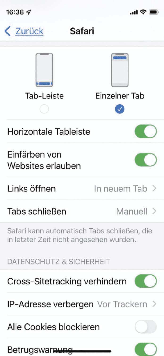 iphone 12 safari leiste unten