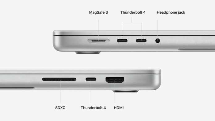 Ports von MacBook Pro M1 Max und M1 Pro.