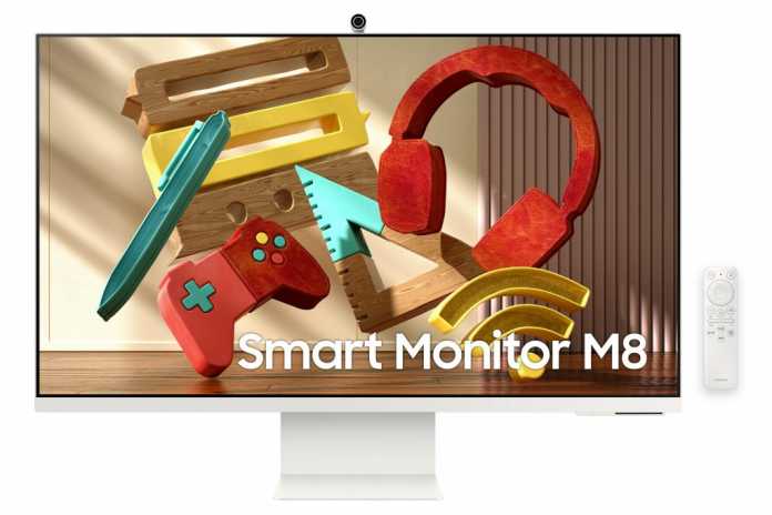Samsungs Smart Monitor M8 32&quot; bringt nicht nur eine abnehmbare Kamera mit, auf ihm laufen auch direkt diverse Apps und es kann als Streaminggerät einspringen. 