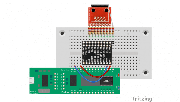 Network tester Fritzing schematic with Picaxe-08M2.