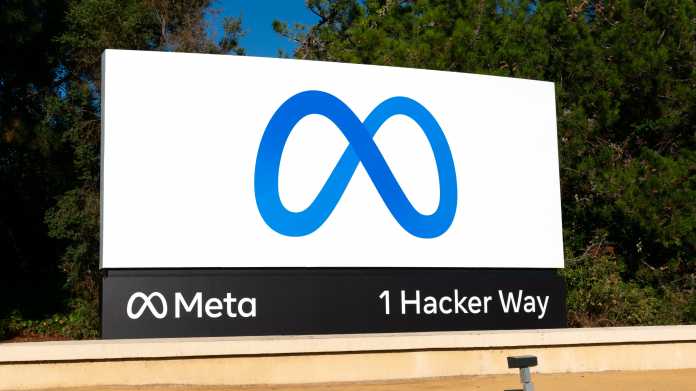 Meta company sign in front of headquarters