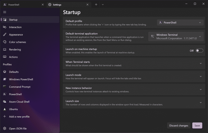 Die Einstellungen von Windows Terminal Preview 1.13 erscheinen dank WinUI 2.6 im Windows-11-Design.