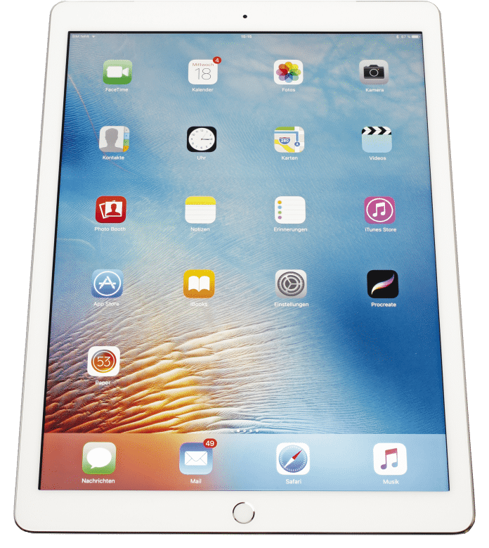Mit 4 GByte RAM und 2,25 GHz schnellem Prozessor taugt das erste iPad Pro 12,9&quot; mit seiner Größe auch heute noch für viele Anwendungszwecke., 