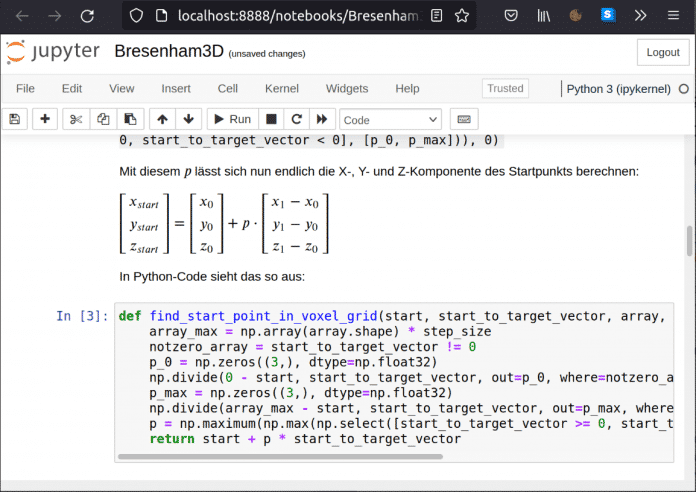 Jupyter-Notebooks kombinieren Text mit im Browser ausführbarem Code. Diagramme lassen sich direkt ins Dokument zeichnen., 