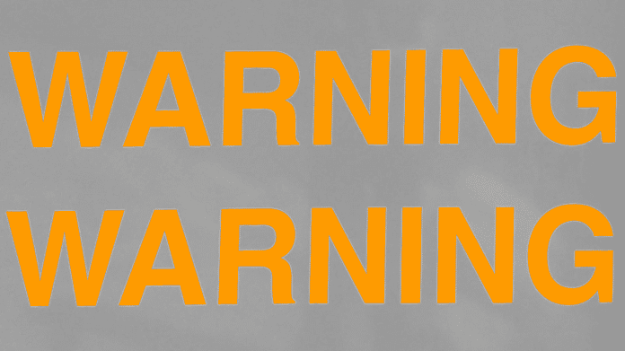 Illustration mit Schriftzug "Warning Warning" im Orange der Niederlande
