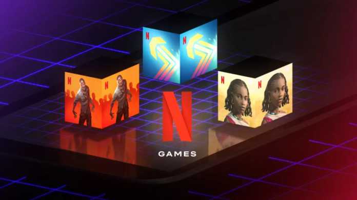 Netflix Games Logo und drei Spieletitel